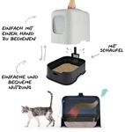 Rotho Katzentoilette mit Haube Biala - 51 x 39,5 x 44,3 cm - 13,5 cm Einstiegsh&ouml;he -