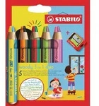 STABILO Duo Buntstift, Wasserfarbe & Wachsmalkreide - woody 3 in 1 duo - zweifarbige