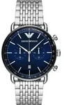 Emporio Armani AR11238 Aviator mit blauem Zifferblatt, 43 mm - Dunkelblau/Silber