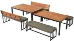 Merxx Gartenm&ouml;bel Set Milos, 4 B&auml;nke inkl. Kissen, Flex Ausziehtisch 160 (320) x 90