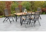 Merxx Gartenm&ouml;bel Set Tilos 7tlg., 6 Klappsessel, Ausziehtisch 150 (200) x 90 cm-