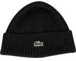 Lacoste Gerippte Beanie mit gesticktem Logo, Schwarz One Size - Schwarz -