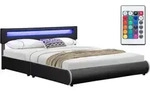 Juskys Polsterbett Sevilla 180 x 200 cm schwarz &ndash; Bettgestell mit LED Beleuchtung,