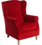 Max Winzer Ohrenbackensessel Lorris - Samtvelours rot - Ma&szlig;e: 77 x 86 x 103 cm...