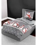 Bierbaum Biber Bettw&auml;sche 135x200 Schneemann Eisb&auml;r Pinguin grau rot 3667-10...