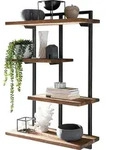 SIT M&ouml;bel Wandregal mit 4 B&ouml;den | Teak-Holz natur | Gestell Metall schwarz | B 70 x