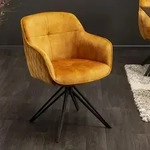 riess-ambiente Drehbarer Design Stuhl EUPHORIA senfgelb Samt im Retrostil mit
