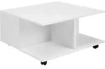 WOHNLING Design Couchtisch 70x70 cm Wei&szlig; Wohnzimmertisch mit 2 Schubladen Sofatisch