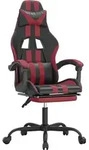 vidaXL Gaming-Stuhl mit Fu&szlig;st&uuml;tze Drehbar Schwarz & Weinrot Kunstleder - Rot