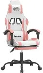 vidaXL Gaming-Stuhl mit Fu&szlig;st&uuml;tze Wei&szlig; und Rosa Kunstleder - Rosa