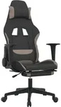 vidaXL Gaming-Stuhl mit Massage & Fu&szlig;st&uuml;tze Schwarz und Taupe Stoff - Taupe