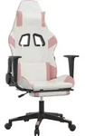 vidaXL Gaming-Stuhl mit Massage & Fu&szlig;st&uuml;tze Wei&szlig; & Rosa Kunstleder - Rosa
