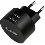 LogiLink USB Steckdosenadapter, 2x USB-Port f&uuml;r Fast Charging, 10,5W, Drinnen, AC, 5