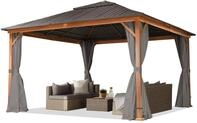 Gartenpavillon 4x4 m Holzoptik, Stahldach Hardtop 4 Seitenteile in...