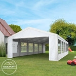 TOOLPORT Partyzelt Pavillon 5x8 m in wei&szlig; PE Plane 350 N Wasserdicht UV Schutz
