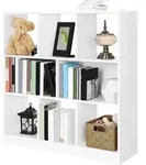 VASAGLE B&uuml;cherregal wei&szlig;/eiche Standregal aus Holz mit offenen F&auml;chern...