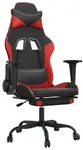 vidaXL Gaming-Stuhl mit Massage & Fu&szlig;st&uuml;tze Schwarz & Rot Kunstleder - Rot