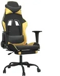 vidaXL Gaming-Stuhl mit Fu&szlig;st&uuml;tze Schwarz und Golden Kunstleder - Grau