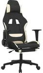 vidaXL Gaming-Stuhl mit Massage & Fu&szlig;st&uuml;tze Schwarz und Creme Stoff - Creme