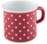 Riess Emaille Becher Tasse Topf mit B&ouml;rdel &Oslash; 8 cm, 3/8 l P&uuml;nktchen Rot -...