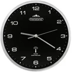 MONZANA Wanduhr Funk Ger&auml;uscharm Schwarz Silber 31cm Gro&szlig; - Silber
