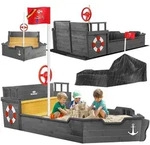 KIDIZ&reg; Sandkasten Ahoi Piratenschiff Holz, inkl. Abdeckung, Sitzbank &...