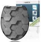 SCH&Uuml;TTE WC Sitz GREY HEXAGONS, Duroplast Toilettensitz mit Absenkautomatik und