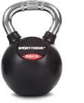 Sport-Thieme Kettlebell "Gummiert mit ger&auml;ndeltem Chrom-Griff", 28 kg - Schwarz