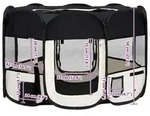 vidaXL Faltbarer Welpenlaufstall mit Tragetasche Schwarz 110x110x58 cm - Schwarz