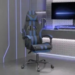 vidaXL Gaming-Stuhl mit Fu&szlig;st&uuml;tze Schwarz und Blau Kunstleder - Blau