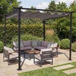 Pergola MCW-C42, Garten Pavillon, stabiles 6cm-Gestell + Schiebedach 3x3m grau
