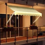 LED - Markise mit Kurbel 250cm Breit Klemmmarkise Balkonmarkise Sonnenschutz Terrasse
