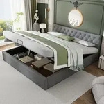 Flieks Polsterbett 180x200cm, Stauraumbett Boxspringbett mit Stauraum und Lattenrost,