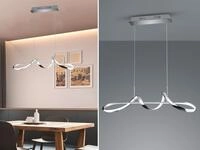 LED Pendelleuchte PERUGIA Metall Chrom/Wei&szlig; 3 Stufen Dimmer 81x46cm