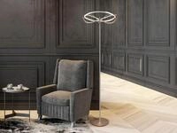 Moderne LED Stehlampe CHARIVARI Messing matt, H&ouml;he 175cm