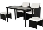 Outsunny Polyrattan Sitzgruppe Gartenset Garnitur 11 tlg. Schwarz+Beige