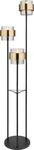 Globo Lighting Stehleuchte Metall schwarz matt, Glas, Messingring, Wippschalter am