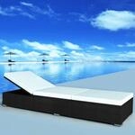 vidaXL Sonnenliegen mit Auflage 2 Stk. Poly Rattan Schwarz