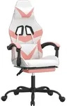 vidaXL Gaming-Stuhl mit Fu&szlig;st&uuml;tze Wei&szlig; und Rosa Kunstleder - Rosa