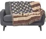 HOMESCAPES Jacquard-Decke Stars & Stripes im Vintage-Stil &ndash; Baumwolle, 125x150 cm -