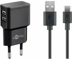 USB-C Dual Ladeset 2,4 A (schwarz) - Schwarz
