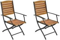 Merxx Gartensessel Santorin 2er Set, klappbar - Aluminium/Akazie