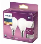 Philips Filament-Kerzenlampe, P45, E14 x2, Milchglas, 40 W, 4,3 W, 40 W, E14, 470 lm,