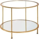HAKU Beistelltisch Couchtisch gold - Metall, Sicherheitsglas 5 mm, Spiegel,...