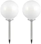 2er Set Solarkugel, Erdspie&szlig;, wei&szlig; silber, H 70 cm