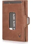 DONBOLSO Slim Wallet, Leder, 9 x 7 x 1,5 cm, RFID-Schutz, 5 Kartenf&auml;cher - Braun