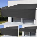 Elektrische Vollkassetten-Markise H124, 4x3m ausfahrbarer Volant Polyester anthrazit,