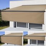 Elektrische Vollkassetten-Markise H124, 4x3m ausfahrbarer Volant Polyester Creme,
