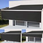 Elektrische Vollkassetten-Markise H124, 5x3m ausfahrbarer Volant Polyester anthrazit