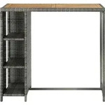 vidaXL Bartisch mit Regal Grau 120x60x110 cm Poly Rattan - Grau